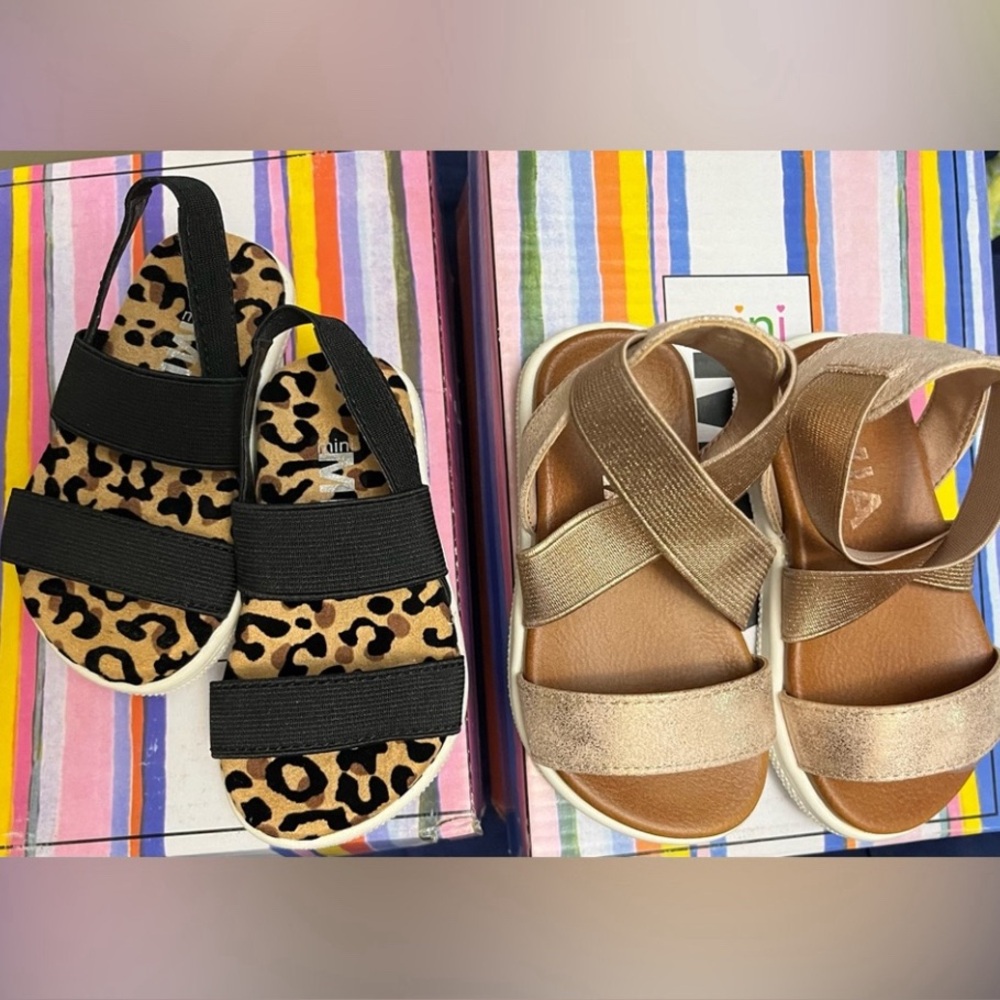 2. Pair Kids Animal Print and Gold Sandals New